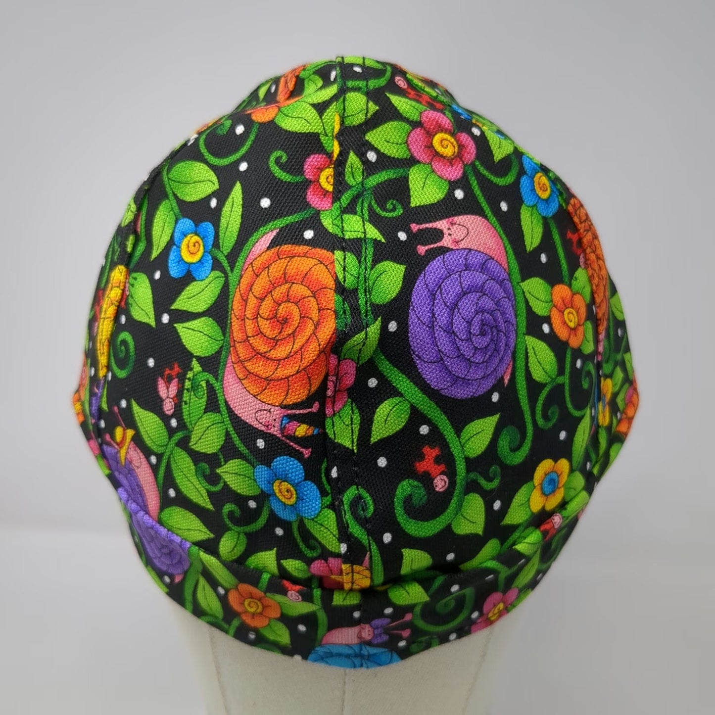 Kromer Welding Cap Green 7 3/8 Snail Floral Print Polka Dot Fitted Hat USA