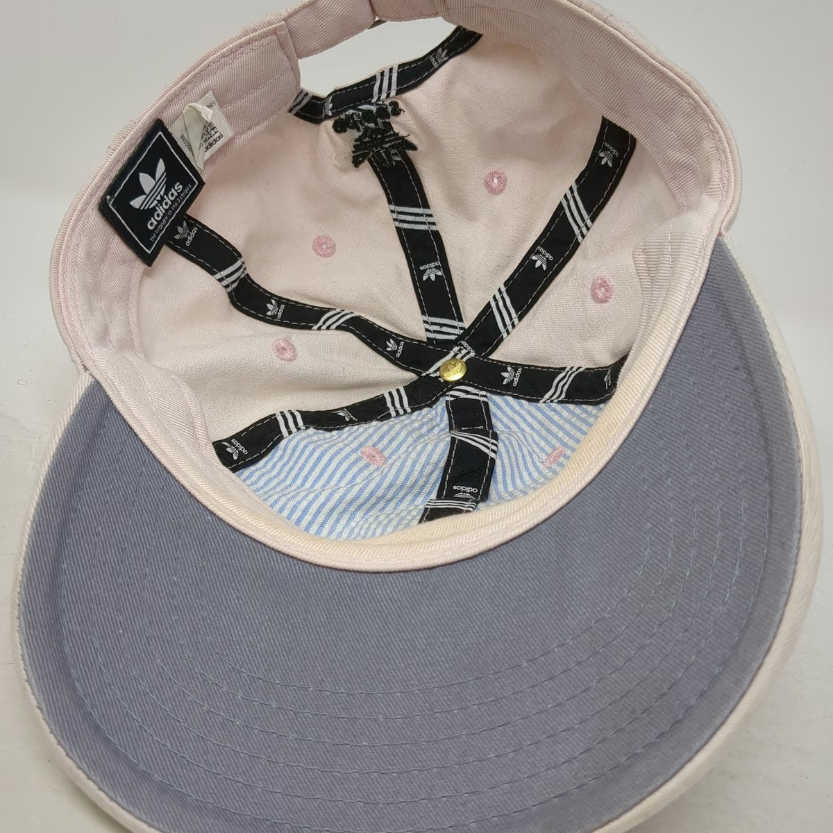 Adidas Baseball Cap Pink One Size Trefoil Logo Slideback Gray Underbrim Hat