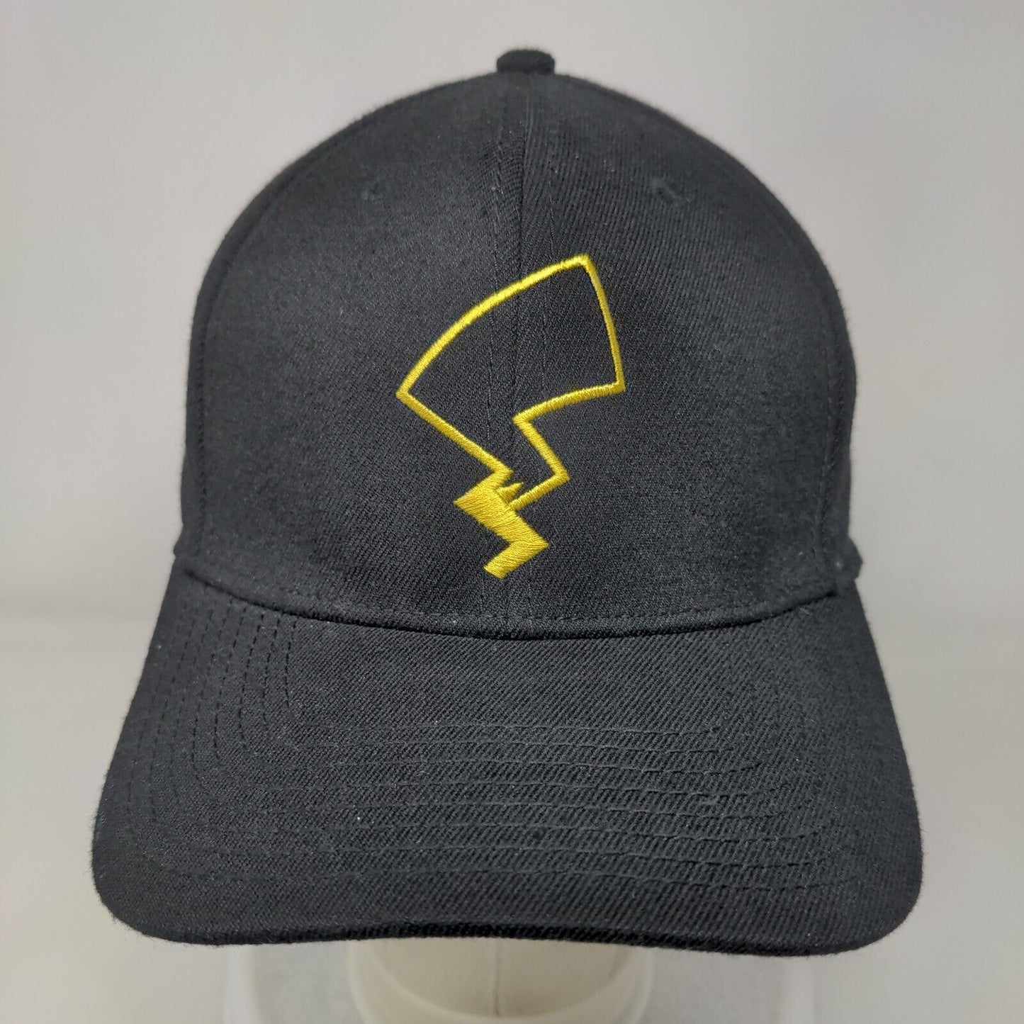 Pokemon Pikachu Bolt Snapback Hat Black OSFM Adjustable Embroidered 6 Panel