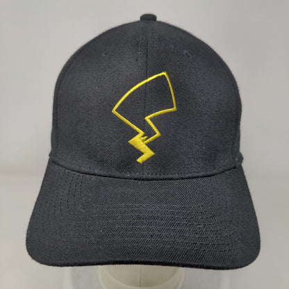 Pokemon Pikachu Bolt Snapback Hat Black OSFM Adjustable Embroidered 6 Panel