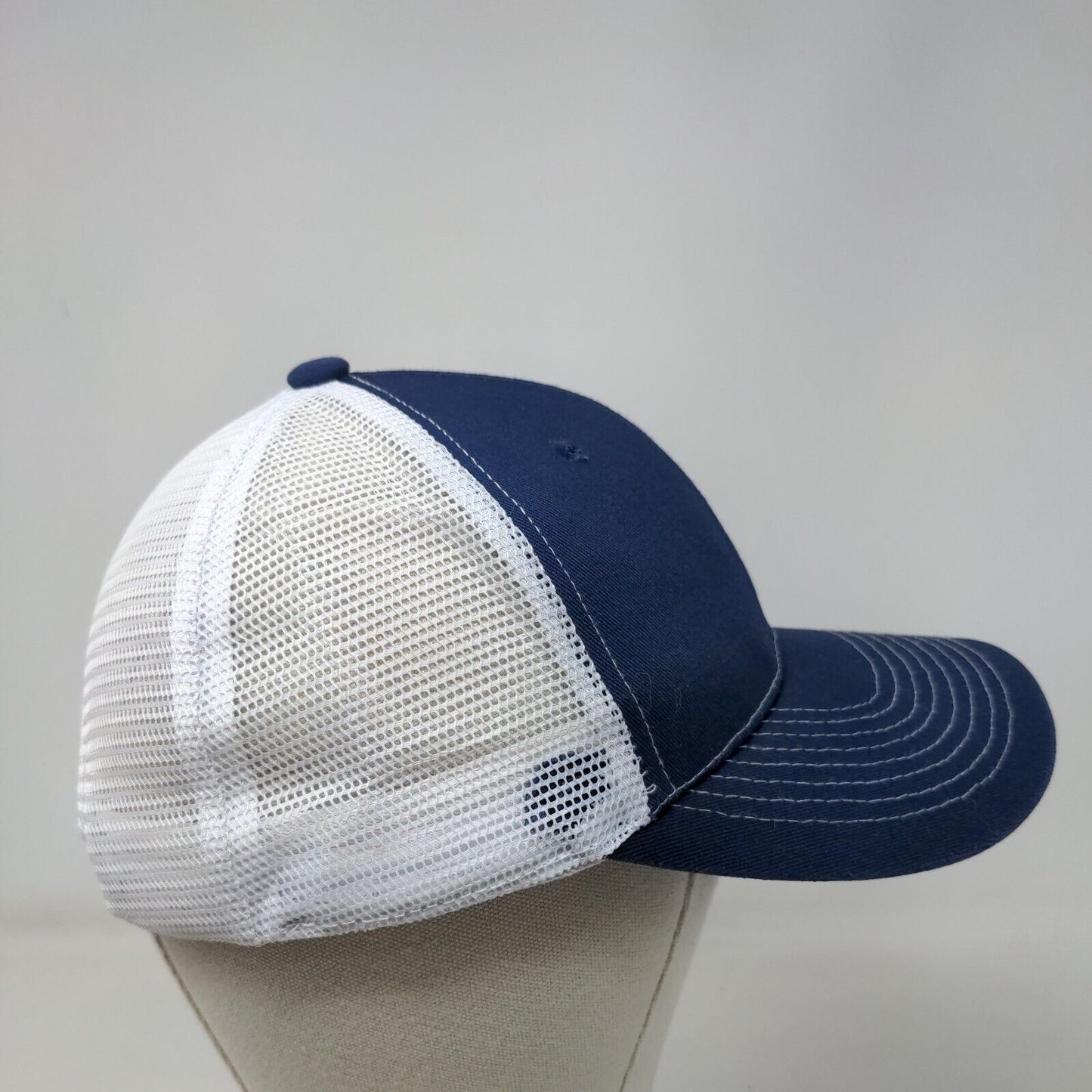 Unbranded Snapback Trucker Hat Blue One Size Adjustable Mesh Back Blank Cotton
