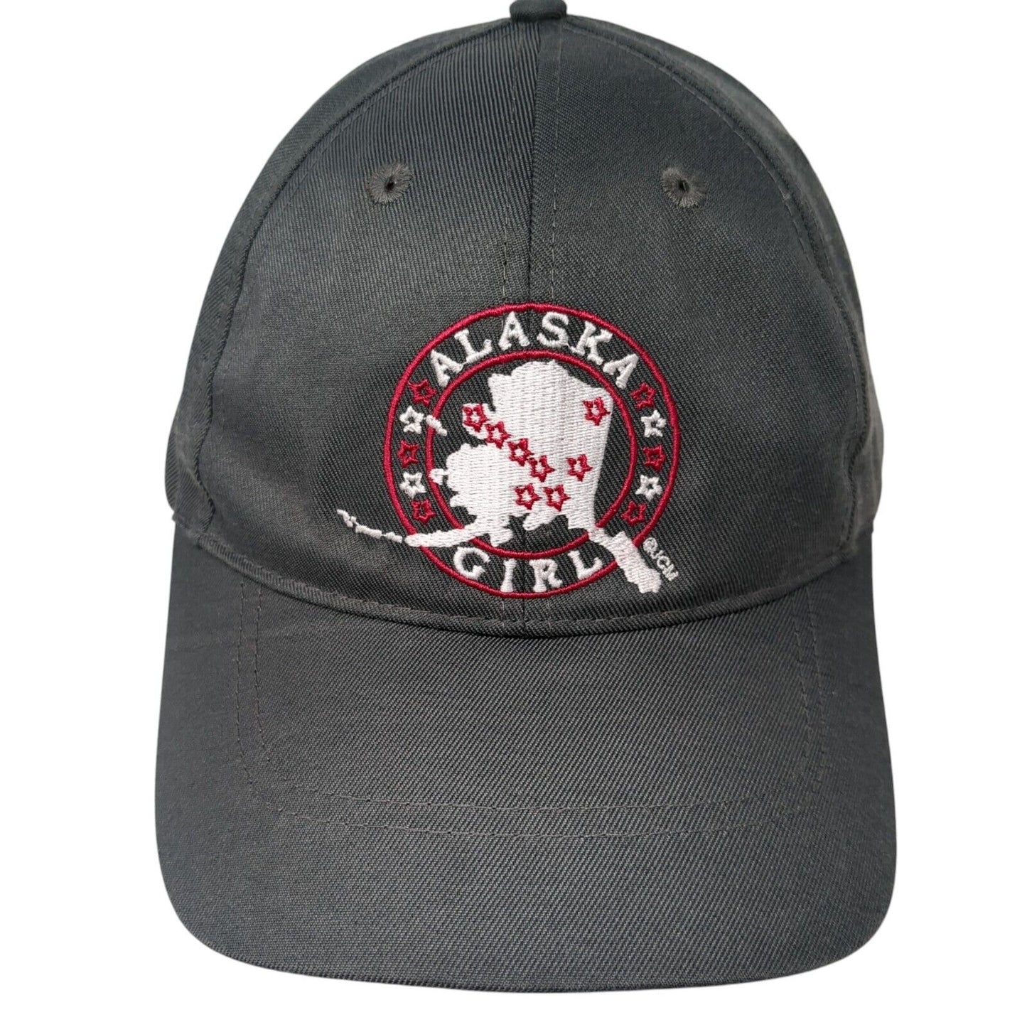 Alaska Girl Strapback Hat Gray One Size Adjustable Embroidered 6 Panel