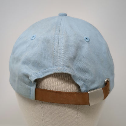 Baseball Cap Blue One Size Leather Strapback Plain Cotton Blank Curved Brim Hat
