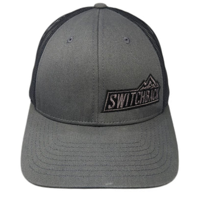 Richardson 115 Trucker Hat Gray Black L Mesh Snapback Mountain Logo Switchback