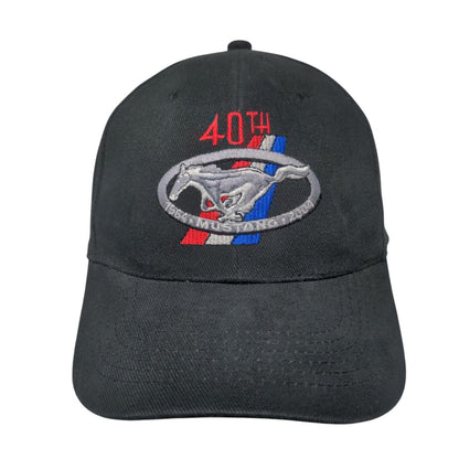 Mustang 40th Strapback Hat Black OSFA Adjustable Embroidered Headmaster