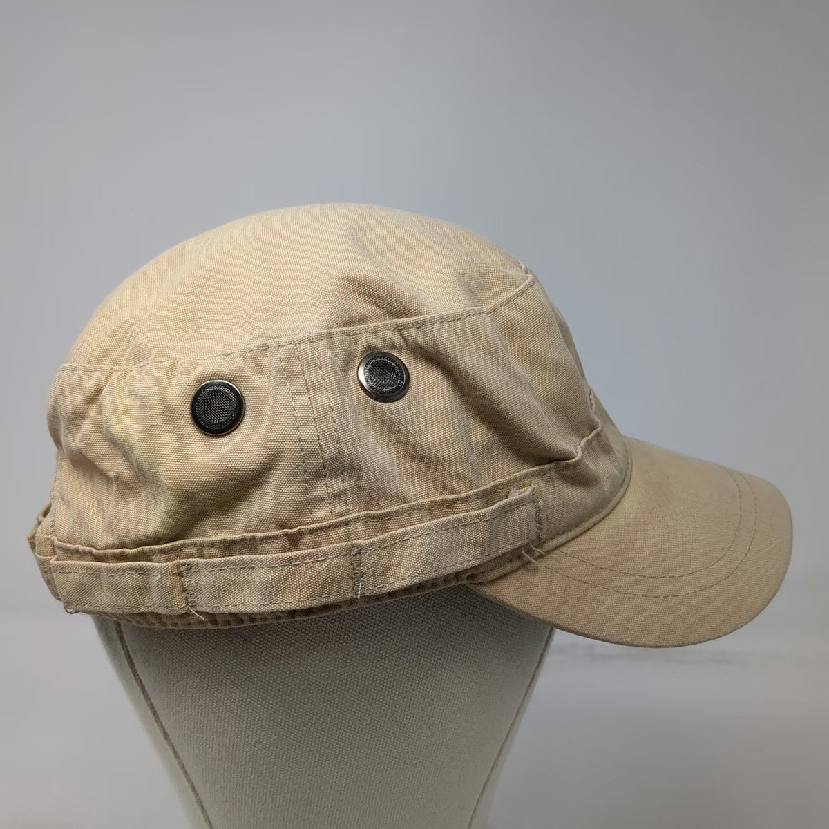 DPC Army Cap Beige One Size Cotton Hat Metal Eyelets Strapback Solid Blank