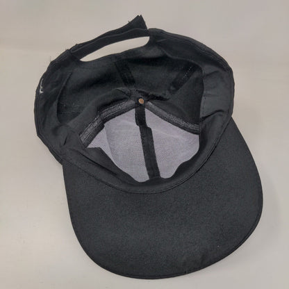 Unbranded Strapback Hat Black One Size Adjustable Solid Blank 6 Panel