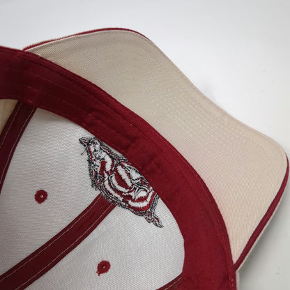 Arkansas Razorbacks NCAA Tailgate Gear Hat Beige Red One Size Strapback Hog Logo