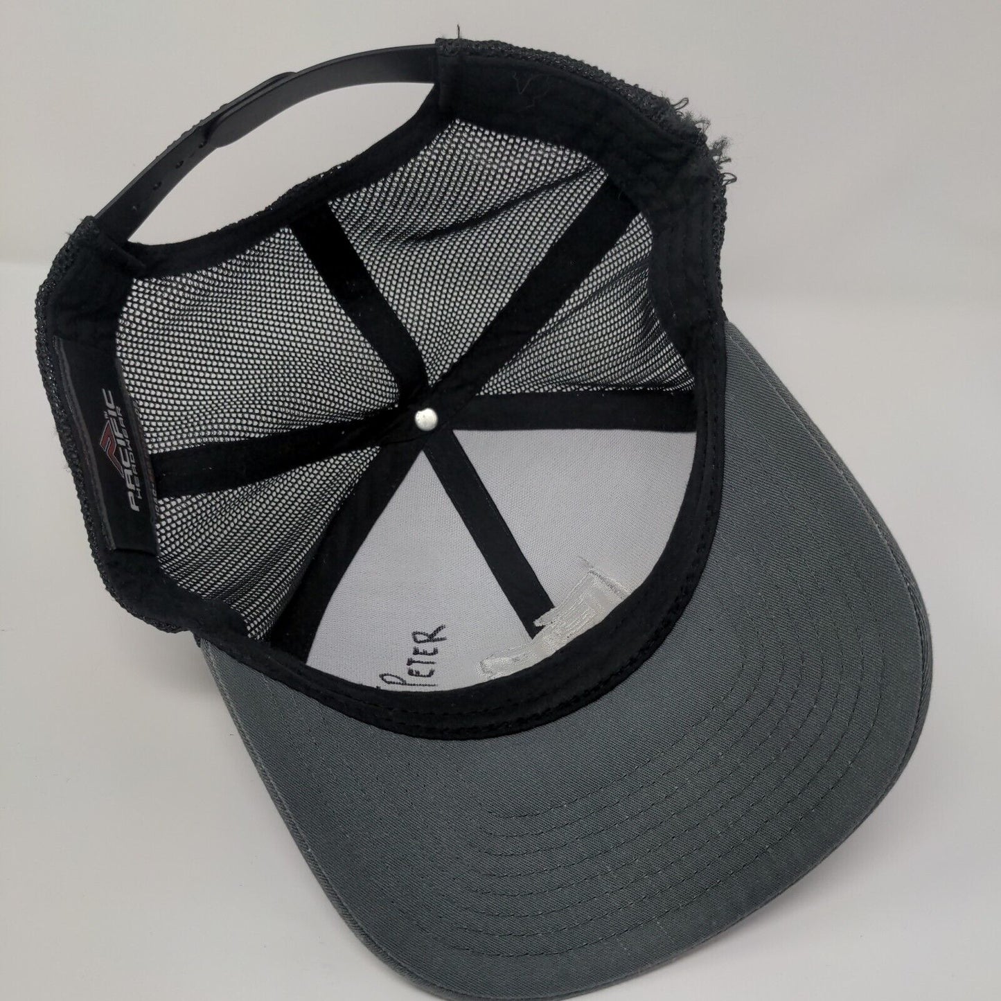 EB Snapback Trucker Hat Gray One Size Adjustable Mesh Back Pacific Headwear