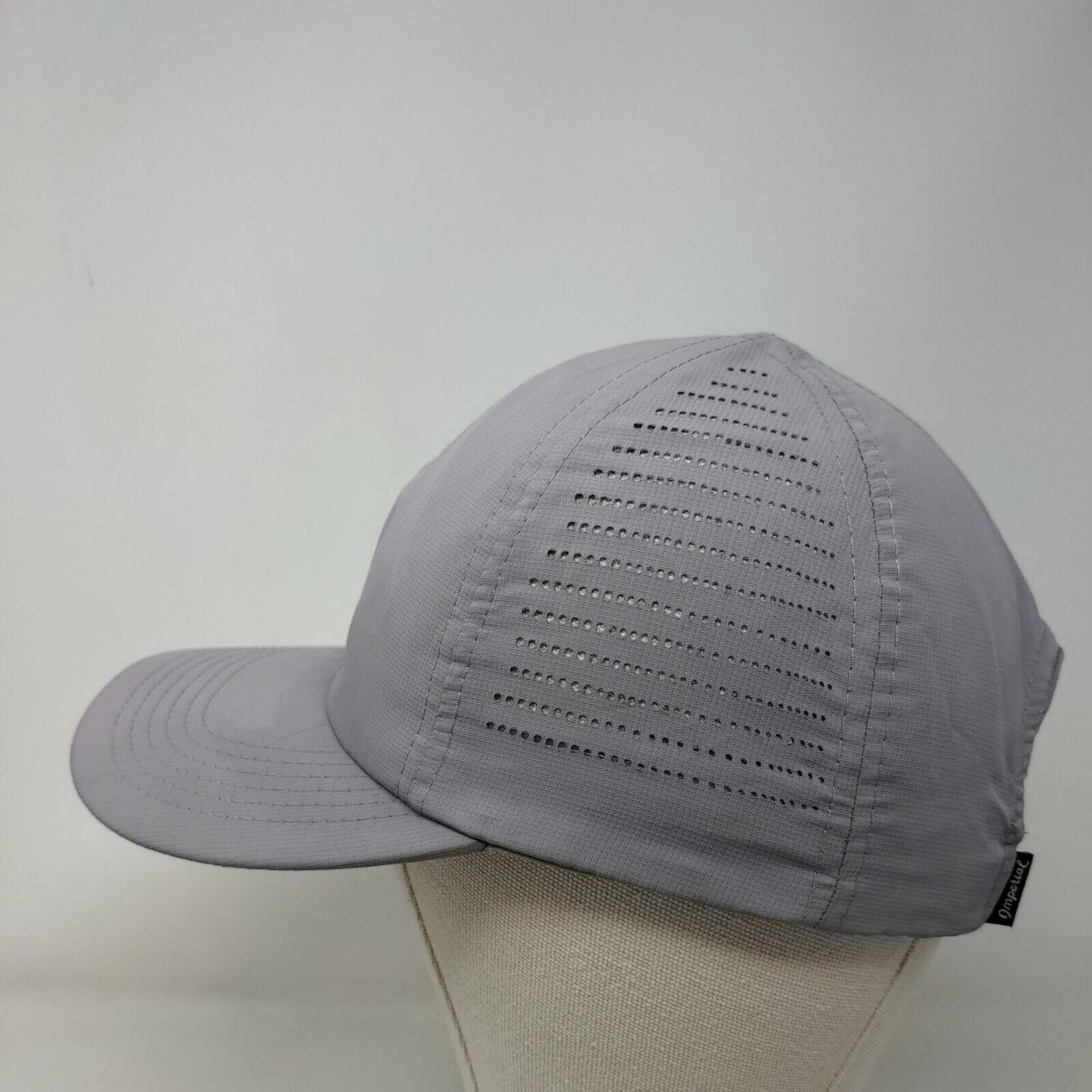 Golf Swing Logo Strapback Hat Gray OSFA Embroidered Laser Cut Imperial