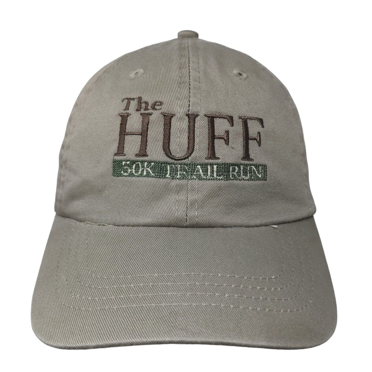 Port & Company Men's Strapback Hat Tan The Huff 50k Trail Run 100% Cotton