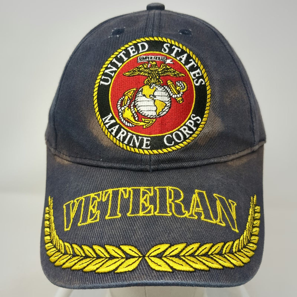Blue Baseball Cap One Size USMC United States Marine Corps Veteran Hat Emblem