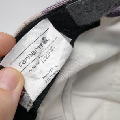 Carhartt Army Cap Purple White Plaid One Size Strapback Cotton Check Pattern Hat