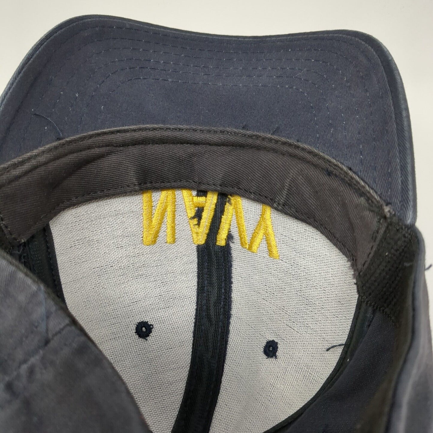 Navy Fitted Hat Blue One Size Embroidered 6 Panel Vent Holes Outdoor