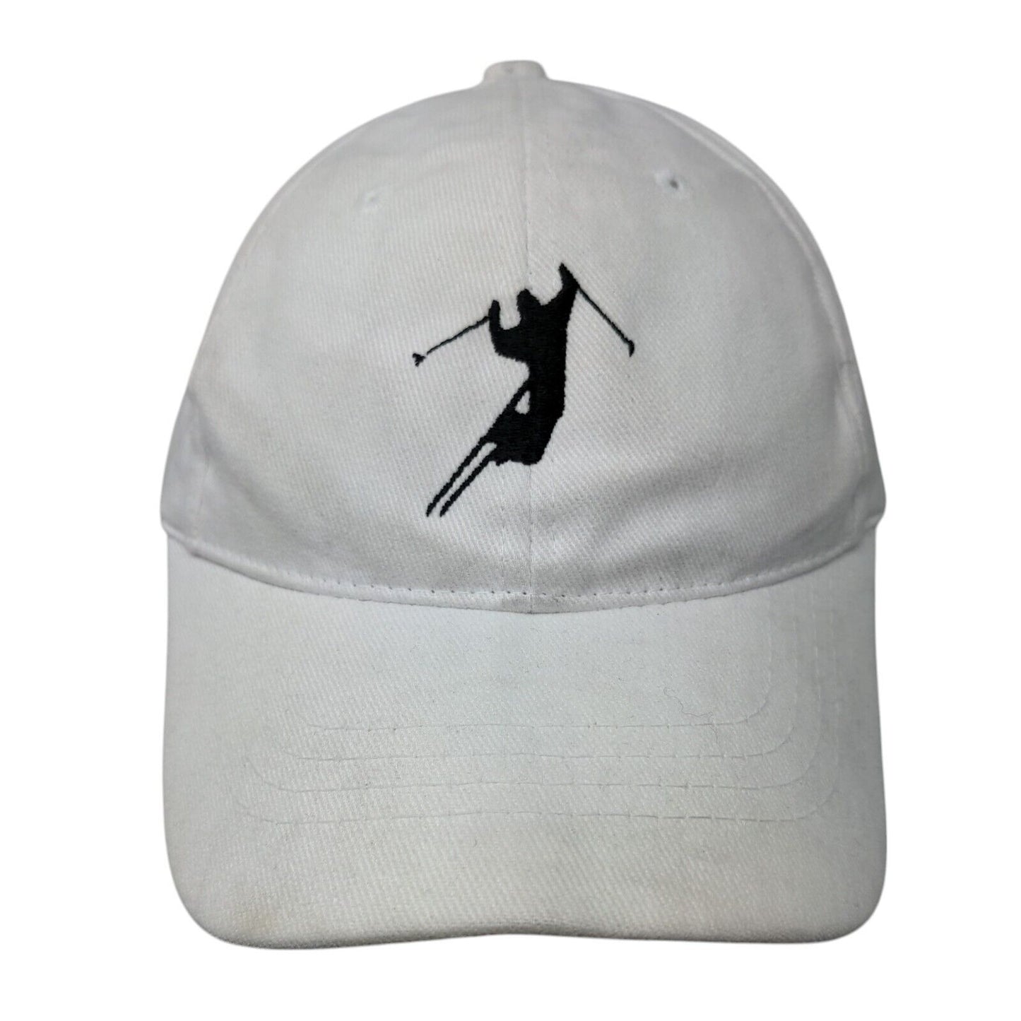 Skiing Strapback Hat White OSFM Adjustable Embroidered Solid Decky