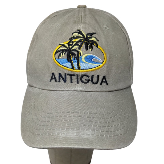 Antigua Men's Strapback Hat Beige Size 58CM Embroidered Beach Palm Tree Logo