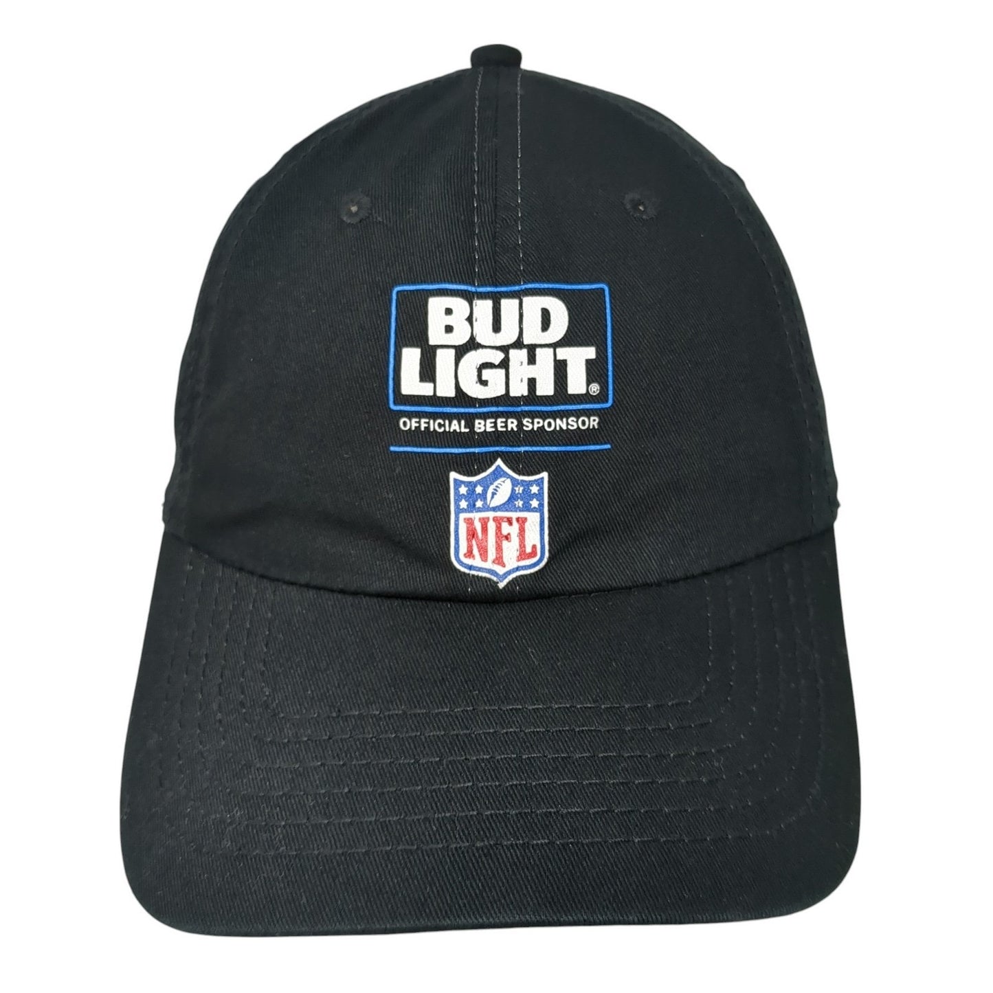 Bud Light NFL Snapback Hat Black One Size Adjustable Solid 6 Panel