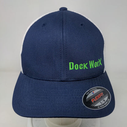 Dock WorX Fitted Trucker Hat Blue S/M Flexfit Mesh Back Port Authority