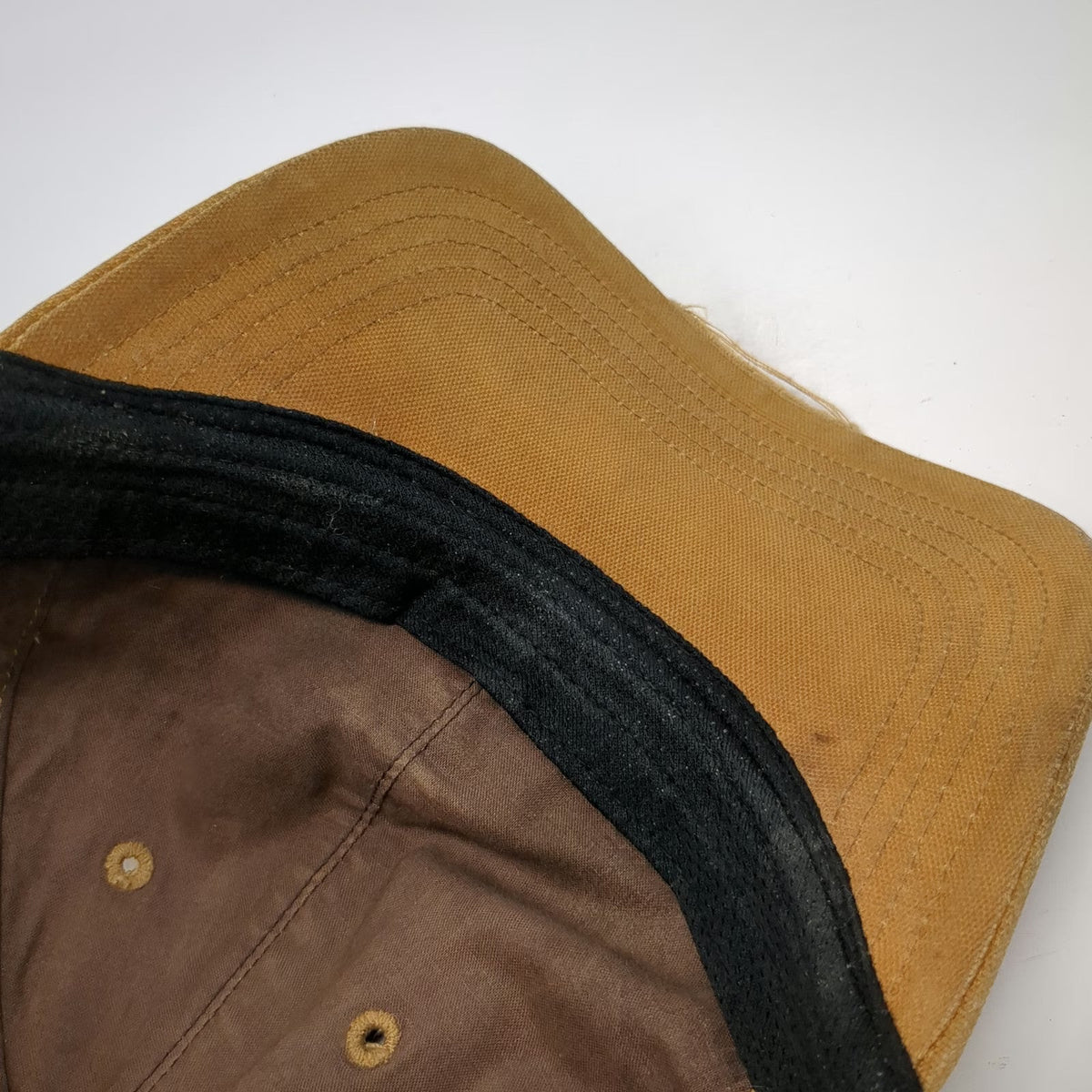 Carhartt Baseball Cap Brown One Size Strapback Leather Patch Logo Canvas Hat