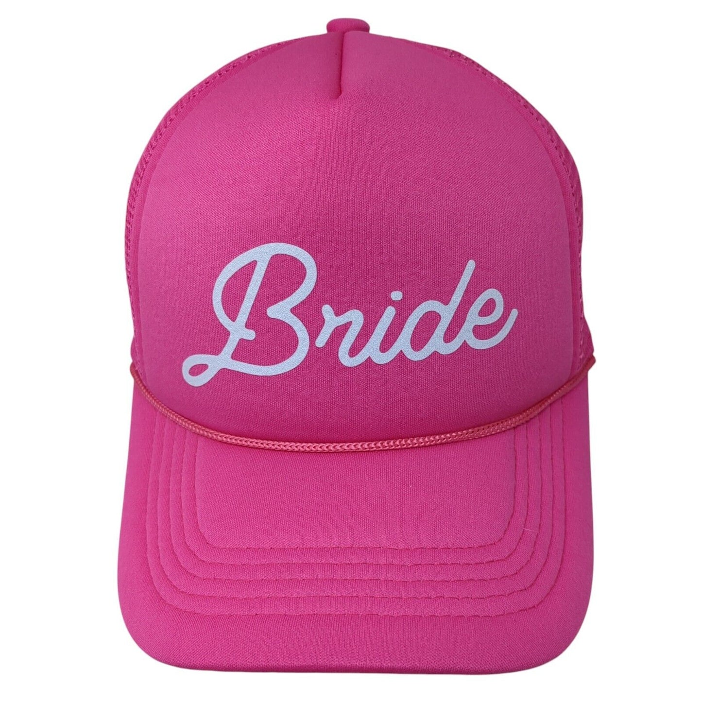 Bride Snapback Trucker Hat Pink One Size Adjustable Lightweight Mesh Back Rope