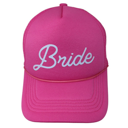 Bride Snapback Trucker Hat Pink One Size Adjustable Lightweight Mesh Back Rope