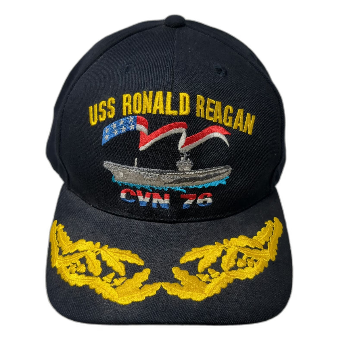 Navy Command Caps Snapback Blue One Size USS Ronald Reagan CVN 76 Oak Leaf Hat