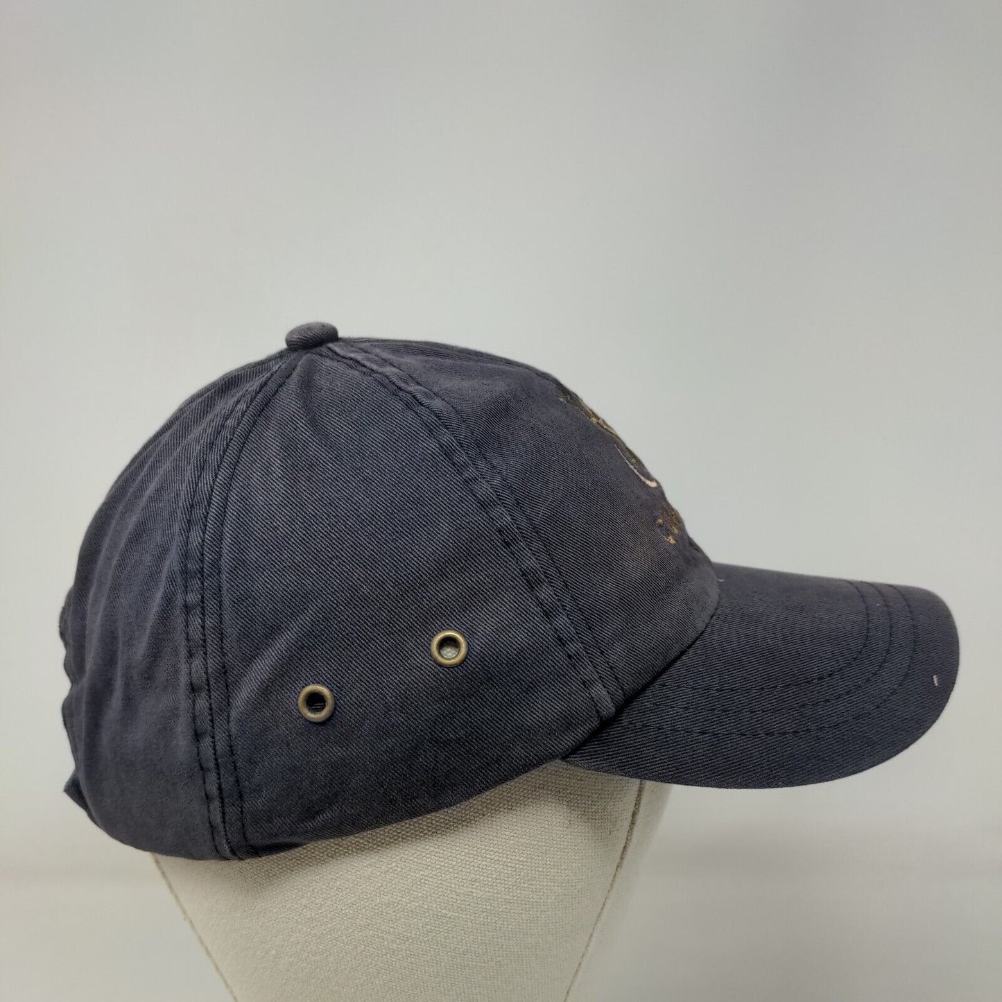 Cozumel Gecko Strapback Hat Blue One Size Embroidered Vent Holes
