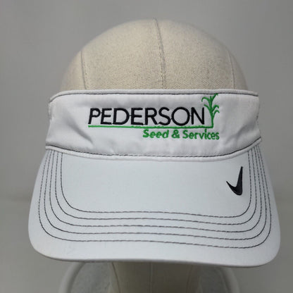 Nike Golf Men's Strapback Sun Visor Hat Cap White OSFM Pederson Seed Logo