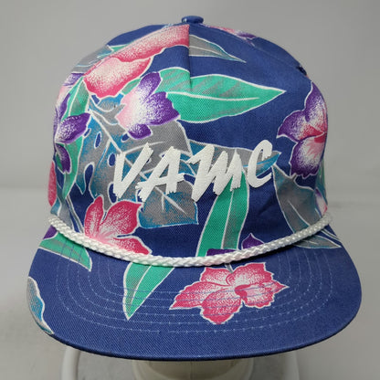 San Sun 5 Panel Blue Floral Tropical Hat One Size Snapback Rope VAMC Aloha Surf