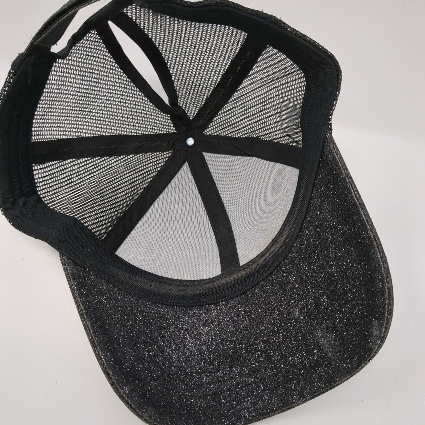 Unbranded Strapback Mesh Back Trucker Hat Ponytail Gray One Size Sparkly