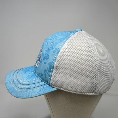 Realtree Fishing Blue Trucker Hat One Size Mesh Snapback Camo Fish Hook Logo