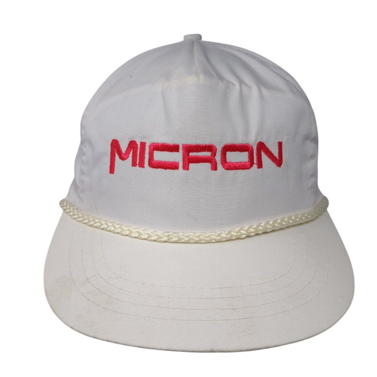 Micron Slideback Hat White One Size Adjustable Rope 6 Panel Sportcap