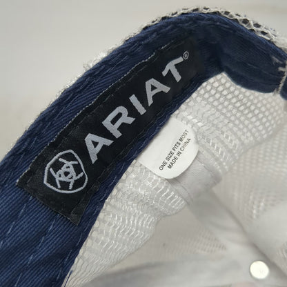 Ariat Trucker Hat Blue One Size Cactus Leopard Serape Mesh Back Snapback