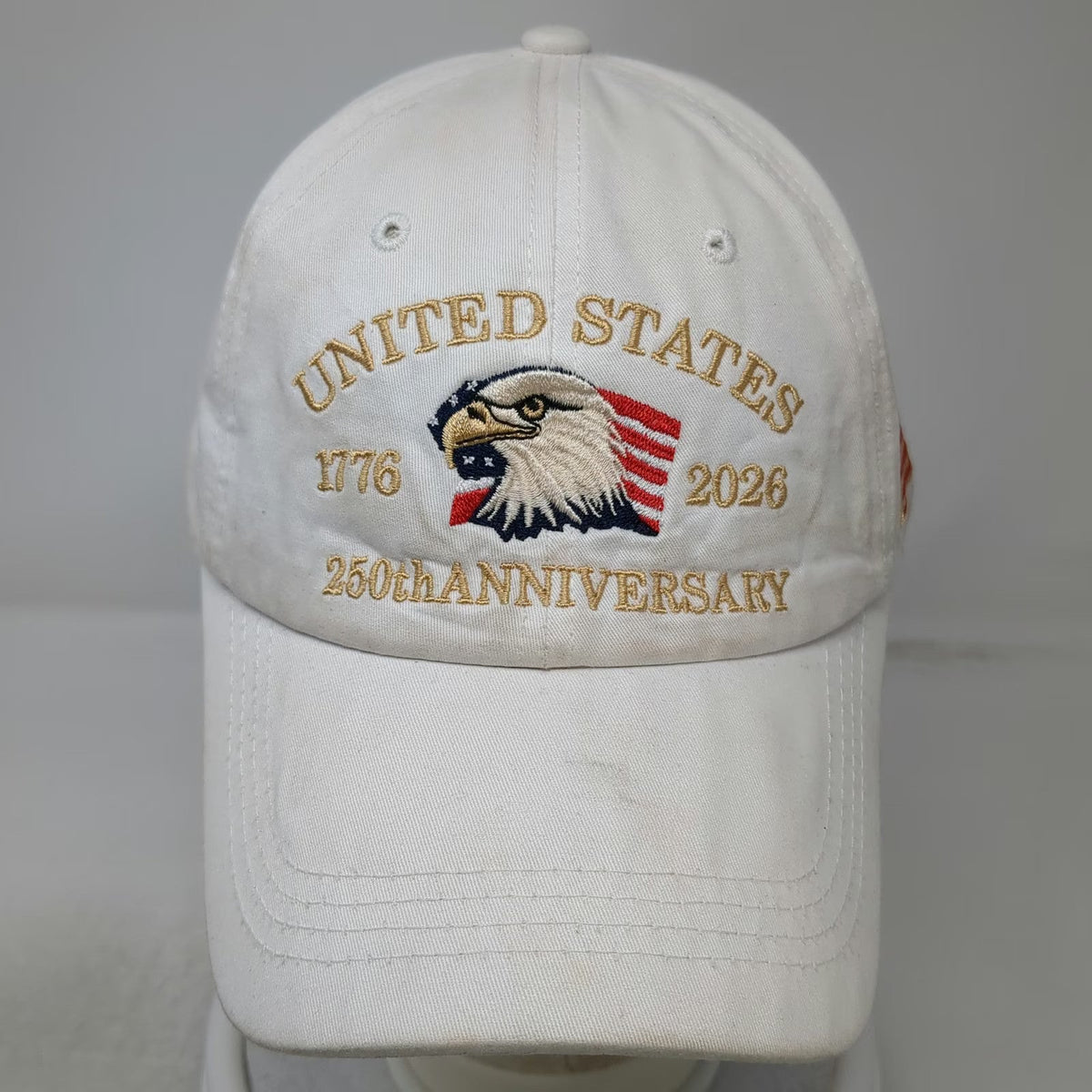 Baseball Cap White One Size United States 250th Anniversary 1776 2026 Eagle Hat