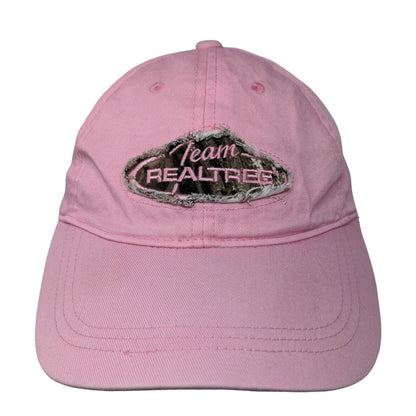 Team Realtree Women's Strapback Hat Pink OSFM Embroidered Logo 100% Cotton