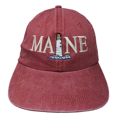 Ahead Men's Slideback Hat Red Adjustable Embroidered Logo Cotton Maine