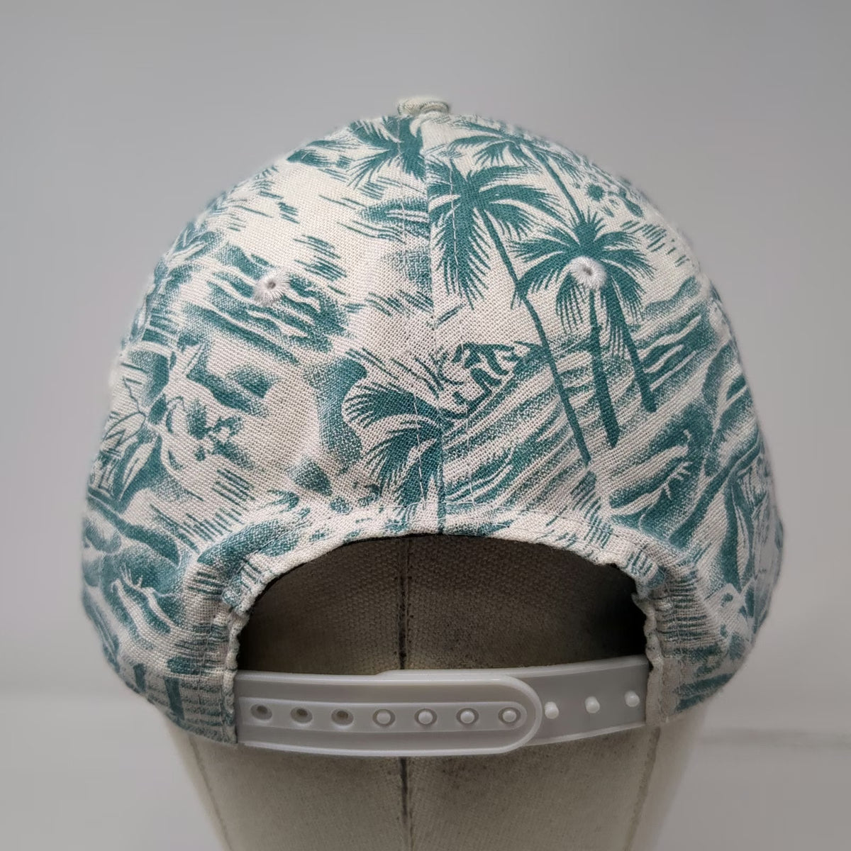 Double Portion Supply 5 Panel White Hat One Size Tropical Palm Tree Oyster Bar