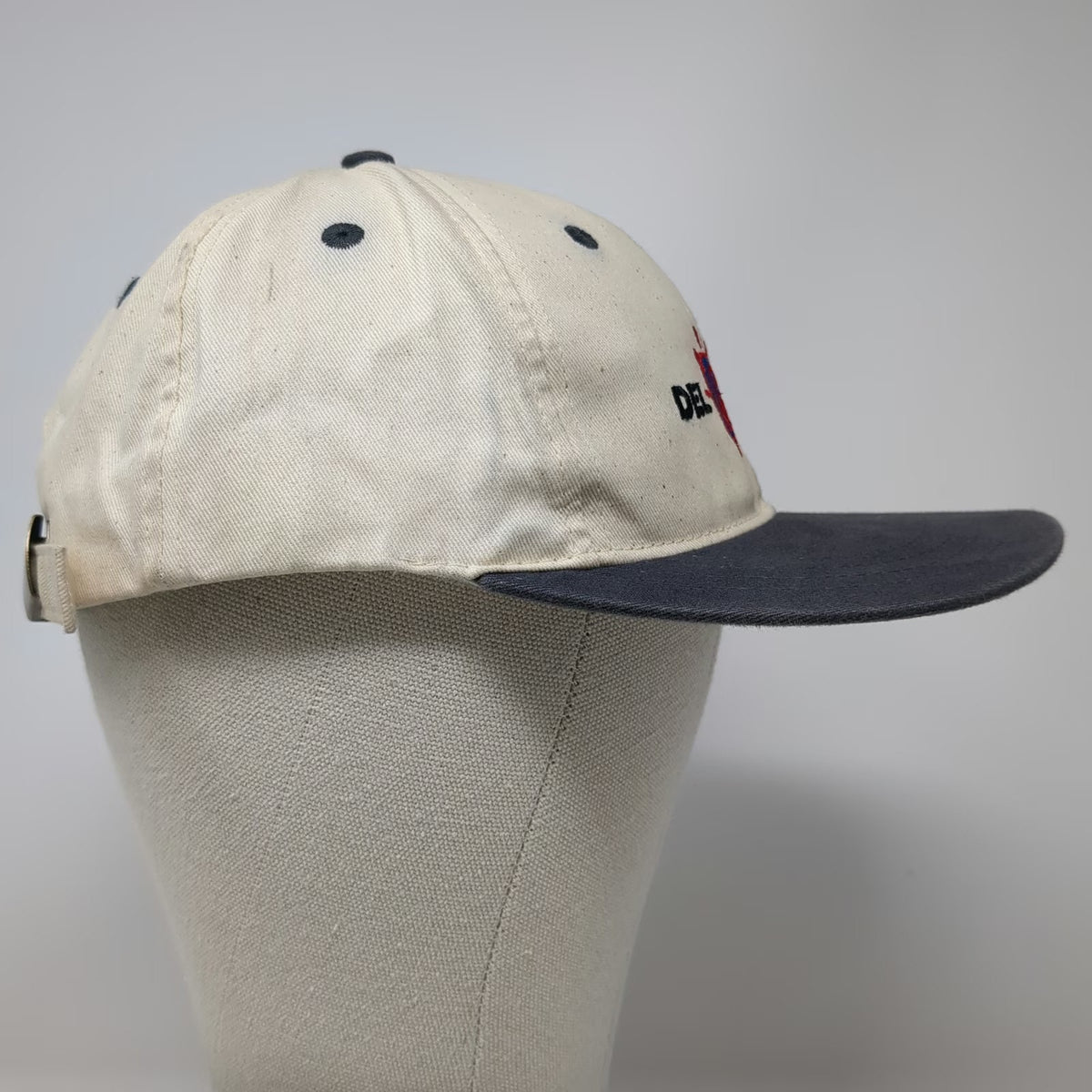 Del Sol Baseball Cap Beige One Size Blue Contrast Brim Embroidered Sun Logo Hat