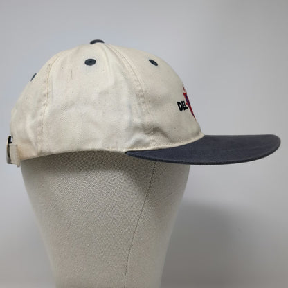 Del Sol Baseball Cap Beige One Size Blue Contrast Brim Embroidered Sun Logo Hat