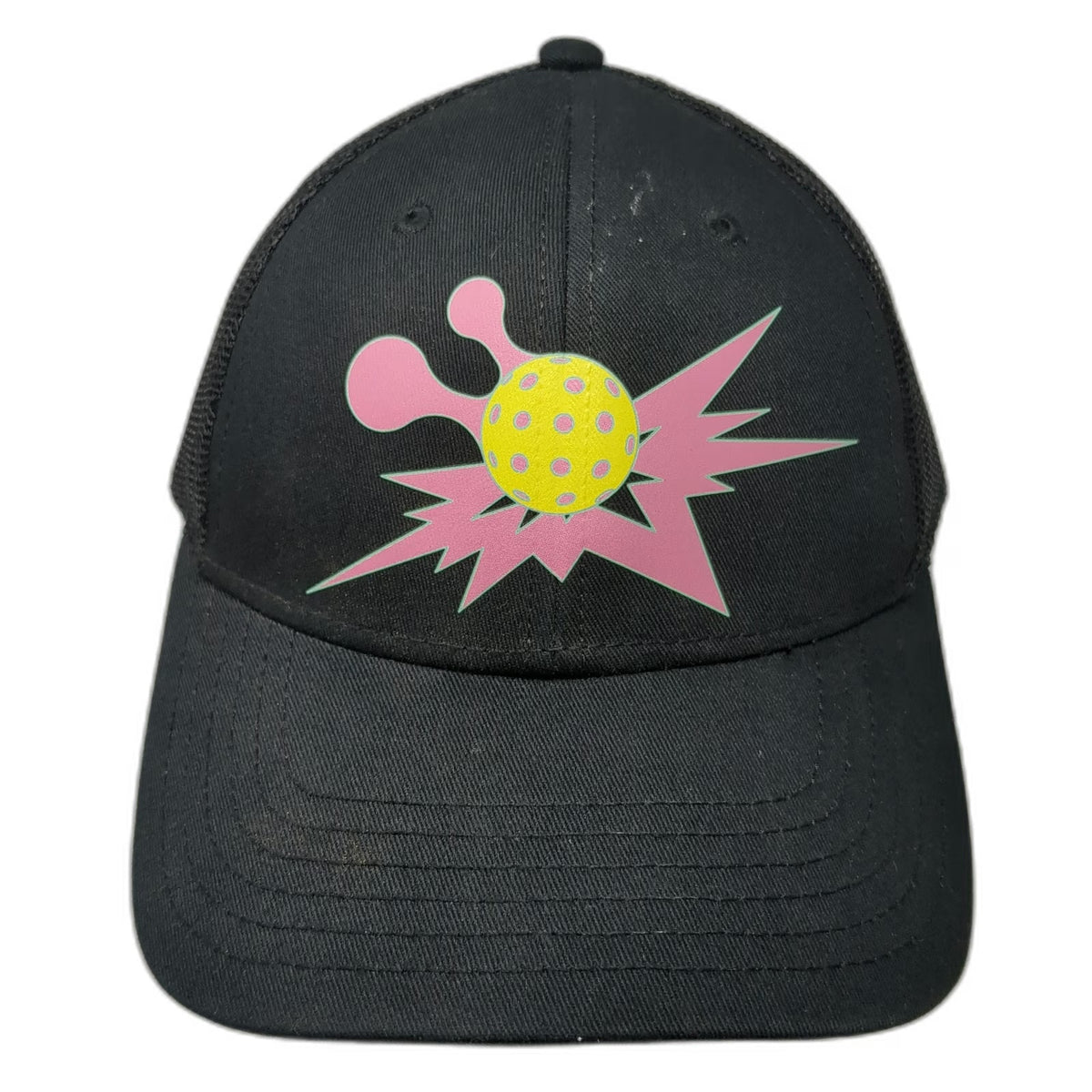 Smash Court Trucker Hat Black One Size Mesh Back Pickleball Graphic Snapback