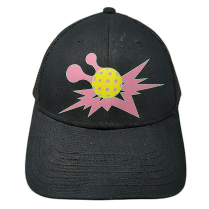 Smash Court Trucker Hat Black One Size Mesh Back Pickleball Graphic Snapback