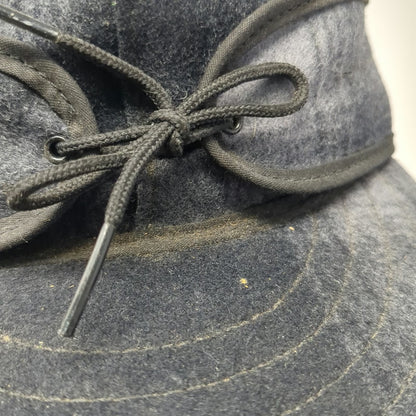 Stormy Kromer Baseball Cap Gray 7 3/8 Hat Plaid Wool Ear Flap Made USA Vintage