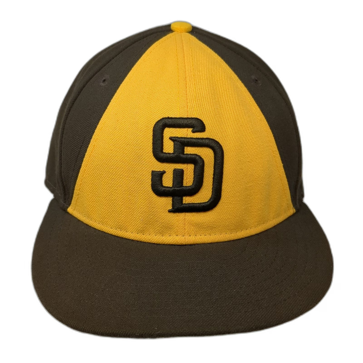 New Era San Diego Padres MLB Baseball Cap Brown Yellow 7 3/4 Fitted 59FIFTY Hat