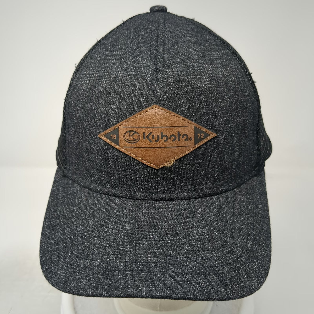 Kubota Trucker Hat Black One Size Mesh Back Snapback Gray Diamond Logo Patch