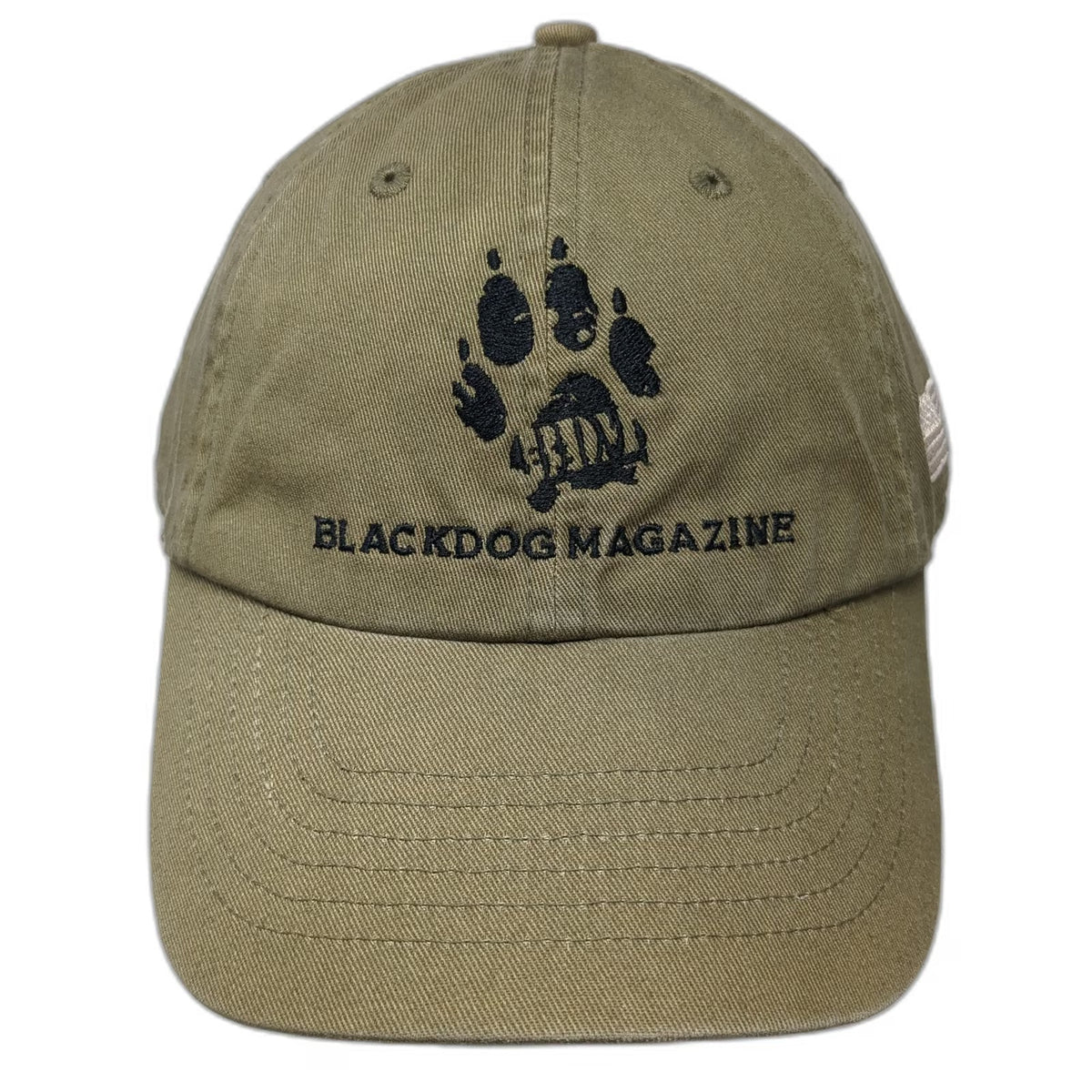 Black Dog Magazine Baseball Cap Green One Size Paw Print American Flag Hat