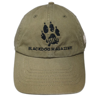 Black Dog Magazine Baseball Cap Green One Size Paw Print American Flag Hat
