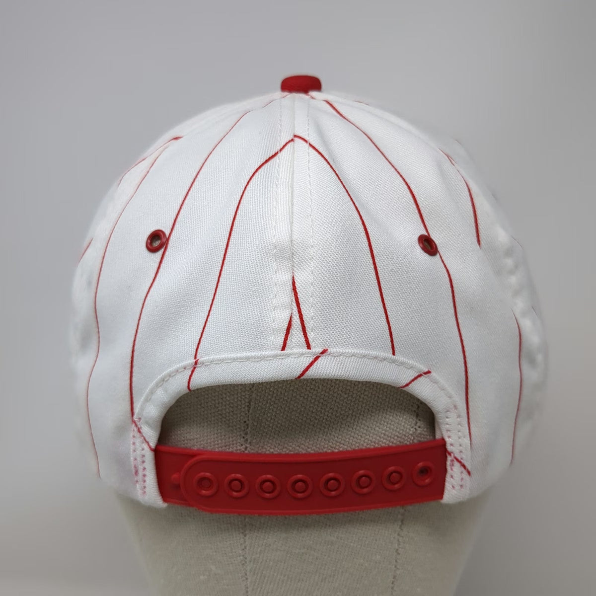 K-Products 5 Panel White Red Hat One Size Pinstripe FSC Logo Patch Snapback