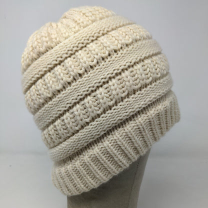 C.C. Exclusives Womens Knit Beanie Hat Cap Cream 100% Acrylic Cable Knit