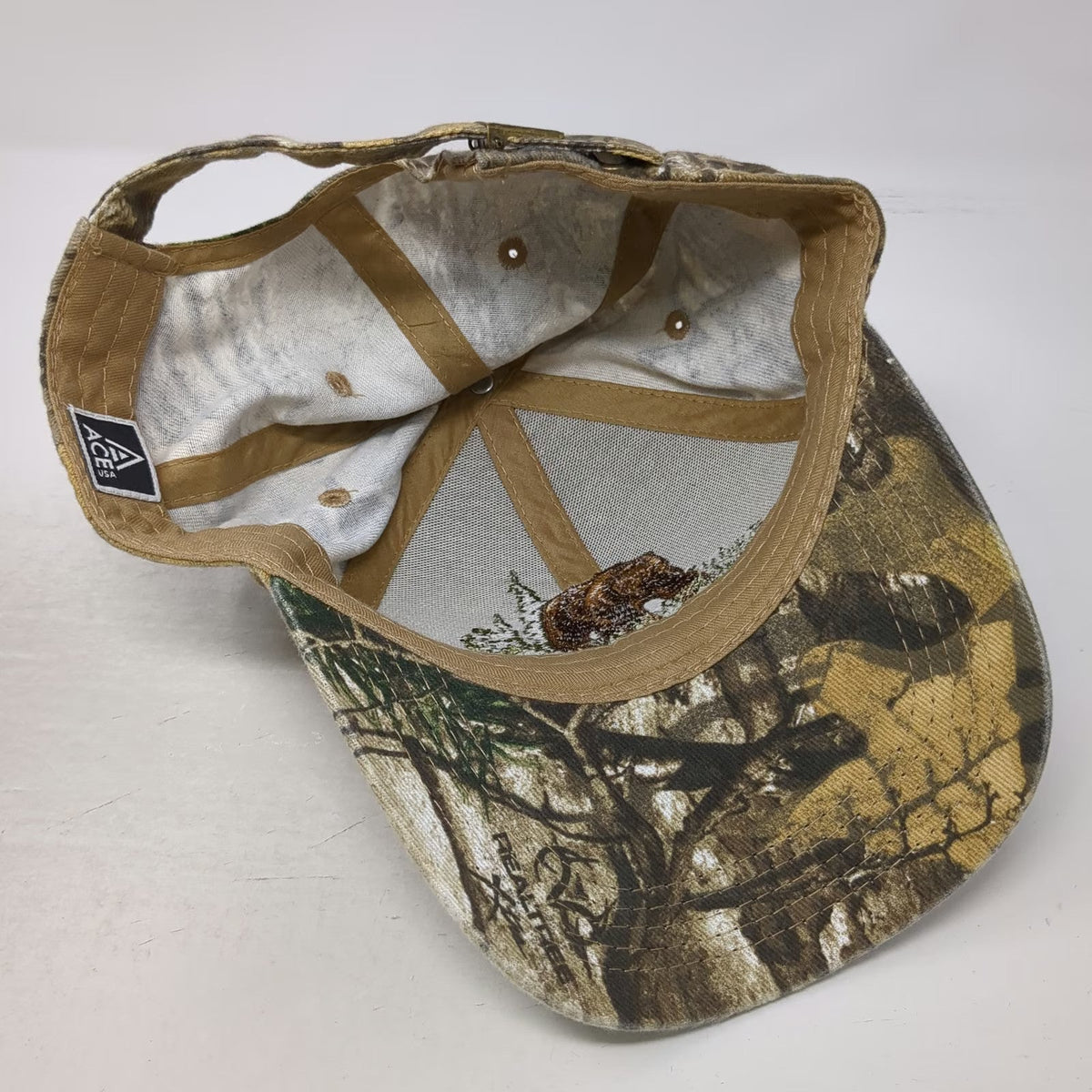 Ace USA Alaska Bear Realtree Camo Beige Baseball Cap Hat One Size Embroidered