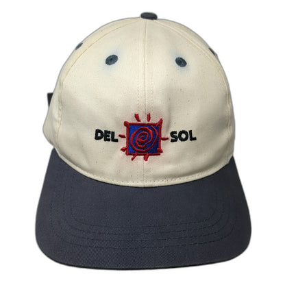 Del Sol Baseball Cap Beige Blue One Size Slideback Hat Sun Powered Graphic Logo